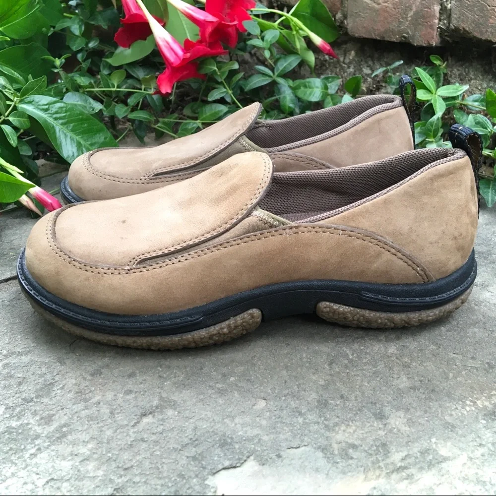 Merrill Treviso Moc Kids Tan Stone Black Walking Hiking Shoes Slip On NEW Size 1